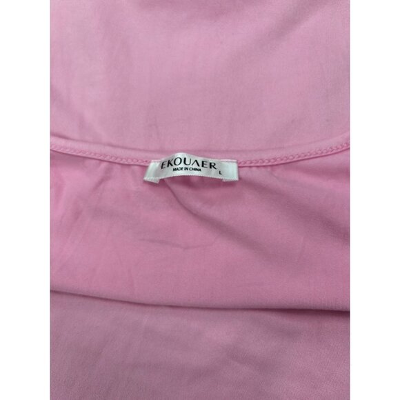 Womens Pink Long-Sleeve Scoop Neck Top By Ekouaer Size L Lightweight & Comfortab - Picture 4 of 10